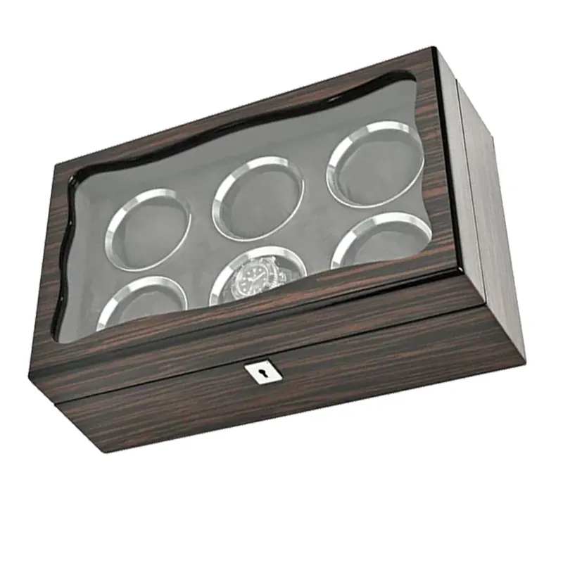 Imported Black Wooden Premium Watch Organizer Box And Gift Case 6 Slots